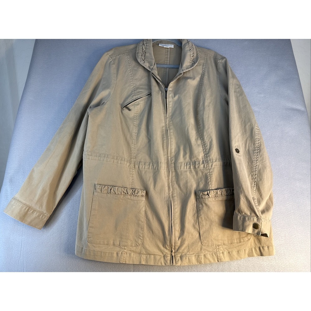 Coldwater Creek Women's Plus Size 20/22 Khaki Utility Jacket